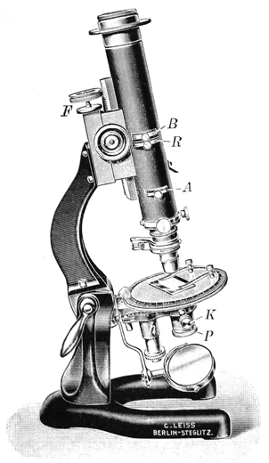 Petrographisches Mikroskop von Carl Leiss Berlin-Steglitz. Abb. aus: C. Leiss: Die modernen optischen Meßinstrumente des Kristallographen und Petrographen / Ihre Beschreibung und Justierung; Jena 1925 