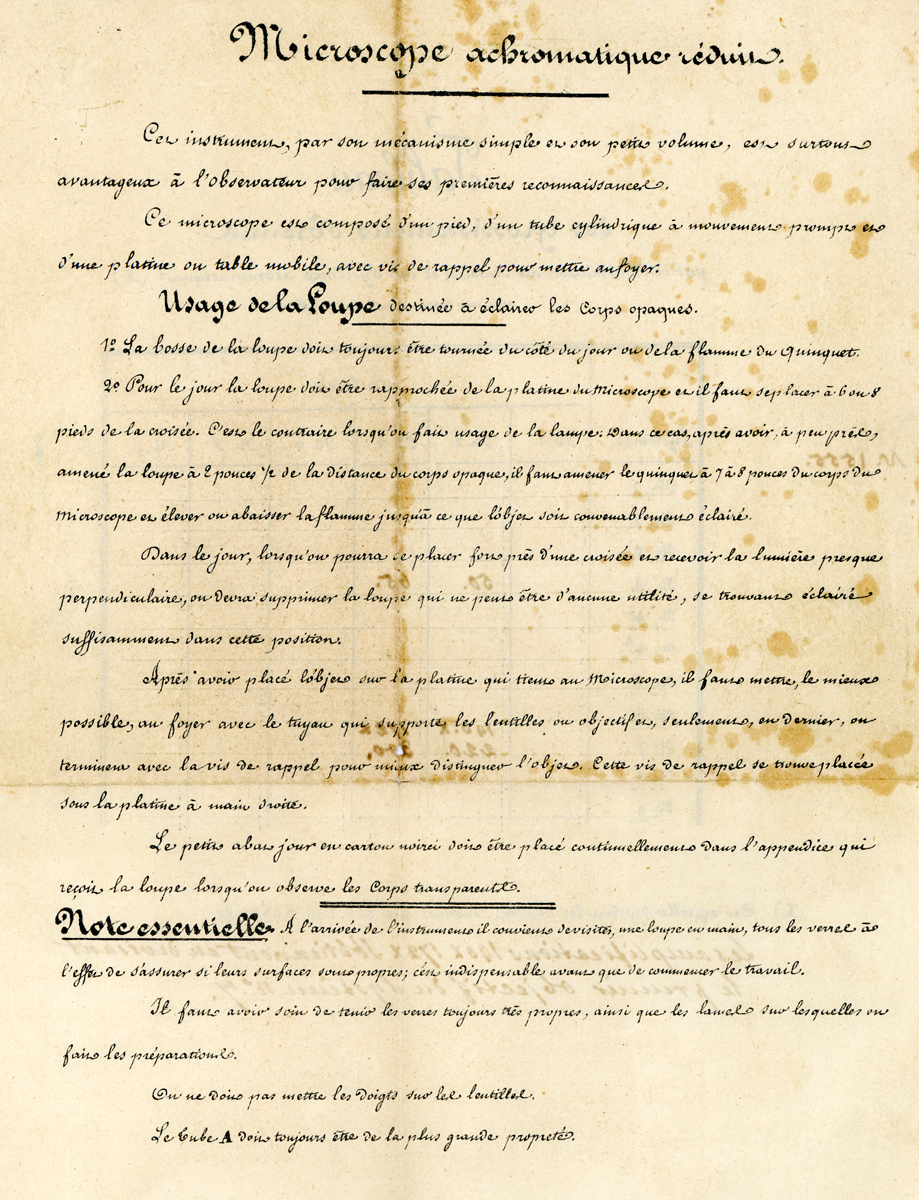 Scan der Beschreibung für Oberhaeuser-Mikroskop Nr. 1555