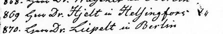 Ausschnitt aus der Kundenliste von F.W. Schiek