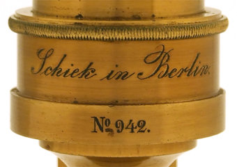 Trommelmikroskop Schiek in Berlin No. 942: Signatur