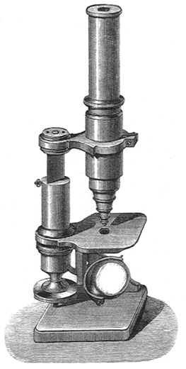 Engelbert u. Hensoldt: Kleines Mikroskop; Abb. aus L.Dippel: Das Mikroskop (1867)