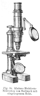 Hartnack Stativ VIII; Abb. aus: Heinrich Frey: Das Mikroskop und die mikroskopische Technik; 8. Auflage; Verlag von Wilhelm Engelmann; Leipzig 1886 