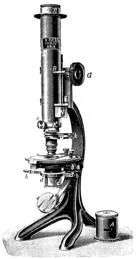 Mikroskop R. Fuess Berlin Steglitz, Stativ Va; Abb. aus: R. Fuess mechanisch-optische Werkstätten Steglitz bei Berlin: Mineralogische u. Krystalloptische Instrumente und Hilfsapparate; Liste No. 132; Steglitz 1909 