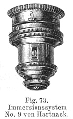 Hartnack Immersion No.9; Abbildung aus: Das Mikroskop und die mikroskopische Technik; Heinrich Frey; 8. Auflage; Verlag von Wilhelm Engelmann; Leipzig 1886 