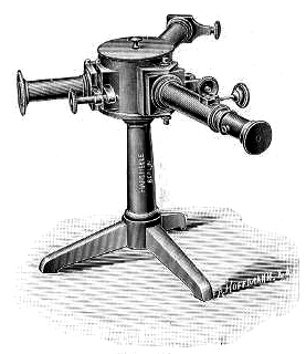 Hans Heele Berlin: Spektroskop nach Kirchhoff und Bunsen. Abb. aus: Hans Heele: Katalog A; Spektralapparate, Speltroskope, Spektrometer; Berlin 1906