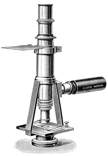 Ernst Leitz Demonstrationsmikroskop. Abb. aus: Ernst Leitz Optische Werkstätte Wetzlar: Mikroskope und Nebenapparate; Nr. 40; Wetzlar 1902 