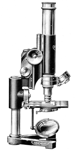 Feldmikroskop Heimdal. Abb. aus: C. Reichert Optical Works / Vienna: "Heimdal" after Reisch; Mikro 205e; Wien ca. 1928