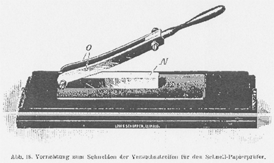 Schopper, Schnellpapierprüfer: Messer