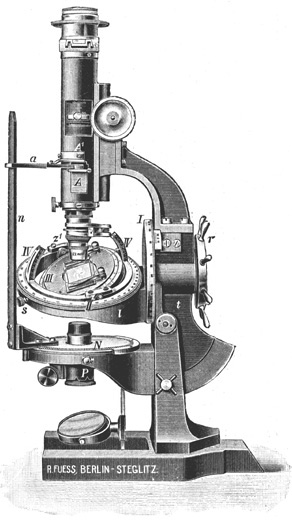 Theodolitmikroskop; Abb. aus Handbuch der mikroskop. Techn. Band X (siehe Referenenz Nr.39)