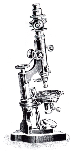 Voigt & Hochgesang: Mikroskop nach Klein ab 1885. Abb. aus: H.Rosenbusch, Dr. E.A. Wülfing: Mikroskopische Physiographie der petrographisch wichtigen Mineralien; Band I., Erste Hälfte; Untersuchungsmethoden; 5. völlig umgestaltete Auflage; E. Schweizerbart'sche Verlagsbuchhandlung G.m.b.H.; Stuttgart 1921/24 