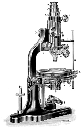 Großes mineralogisches Mikroskop VIM nach E. A. Wülfing, Abb. aus: R.Winkel G.m.b.H. Optische und mechan. Werkstätten Göttingen - Winkel-Zeiss: Großes mineralogisches Mikroskop VI M nach E.A. Wülfing; Druckschrift Nr. 254; 1.8.25; Halle Juni 1929