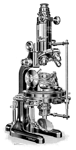 Großes mineralogisches Mikroskop VIM nach E. A. Wülfing, Abb. aus: R.Winkel G.m.b.H. Optische und mechan. Werkstätten Göttingen - Winkel-Zeiss: Großes mineralogisches Mikroskop VI M nach E.A. Wülfing; Druckschrift Nr. 254; 1.8.25; Halle Juni 1929